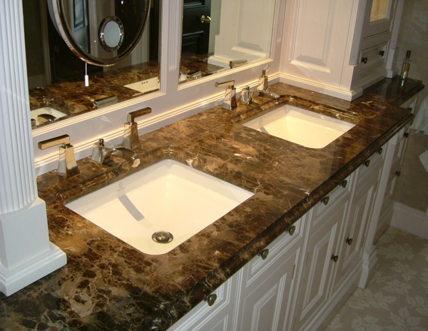 Dark Emperador Stained Marble Countertops Stone Vanity Tops For Home Decoration