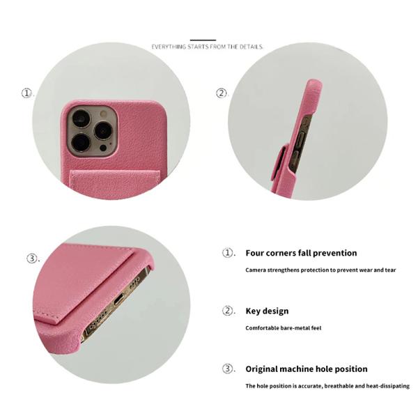 Handcrafted Leather Card Holder Phone Case with Shockproof Feature and Luxury Design