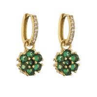 O micro de bronze da joia pavimenta o zircão Crystal Colored Diamond Flower Drop dos brincos do ouro 18k