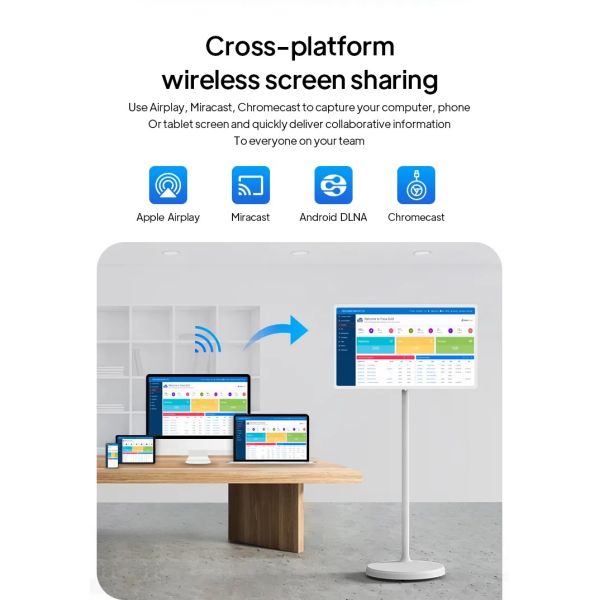 27 Inch Portable Touch Screen Digital Poster | 1080p 4+64GB Indoor Smart Signage Stand