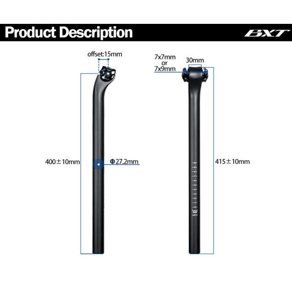 Части велосипедов волокна T1000 UD углерода седлают трубку 27.2mm места горного велосипеда