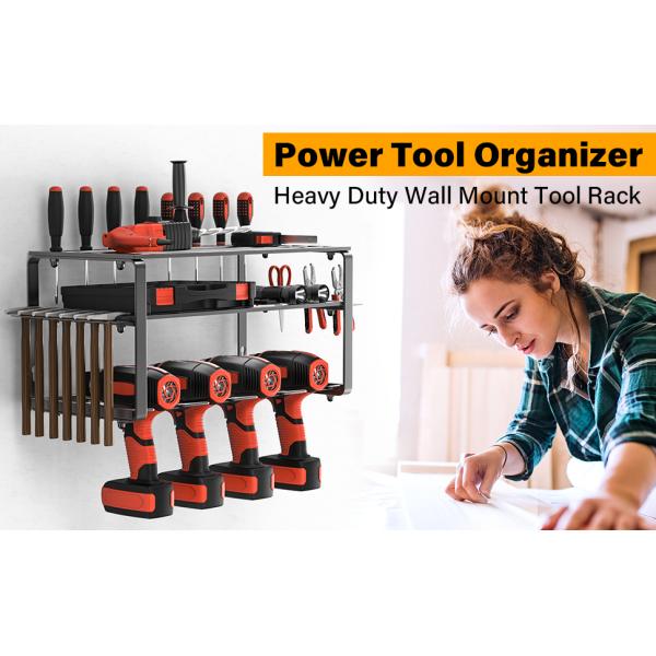 Estante de herramientas de perforación eléctrica Tipo de plástico de 4 capas Organizador de herramientas eléctricas Montaje de pared