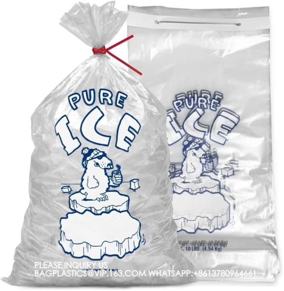 Ice Bags 10 Lb Wicketed With Twist Ties For Ice Machine - Strong Plastic 10 Lb Ice Bags With Metal Wicket