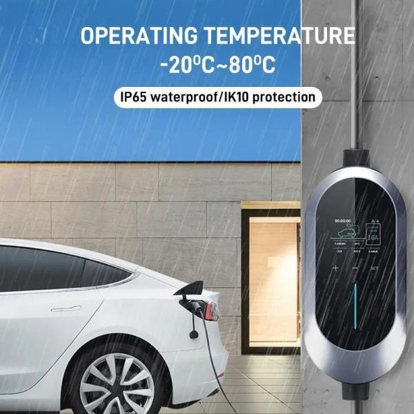 3.5 Kilowatts Timing à prova de poeira Carregador móvel de carro elétrico com botão de toque