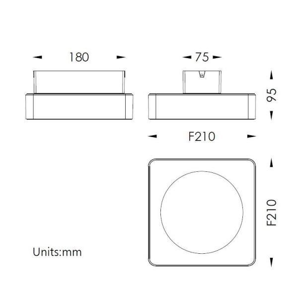 Square Surface Mounted Ceiling Downlight IP65 Protection For Outdoor