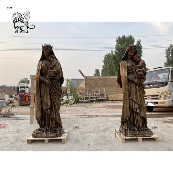 Bronze Virgin Mary Statue Life Size Mother Mary Jesus Brass Sculpture Metal Religious Outdoor Church Craft