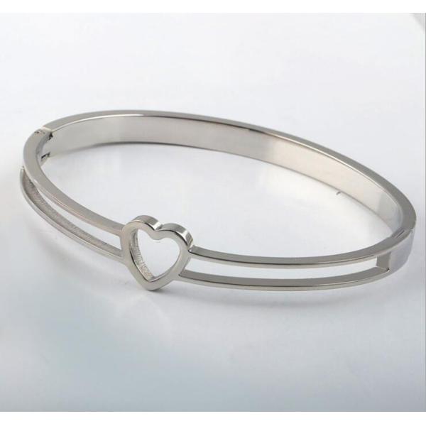 latest Stainless Steel Heart Wire Bracelet for Girls, High-End Open Bangles