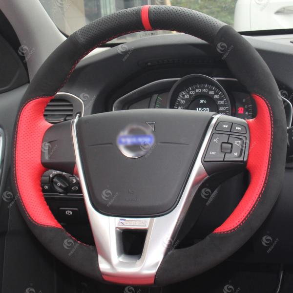 Black Leather Custom Steering Wheel Covers For Cars for Volvo S40 V50 S80 XC60 XC70 V70 C70 XC90 S60 V40 V60