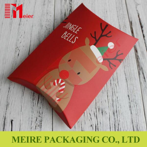 Custom logo printed paper material pillow design food packing gift card box for Christmas package