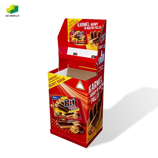 Exhibition Corrugated Cardboard Floor Display Tiered Display Stand For Commodity Retail
