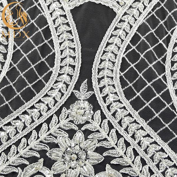 рука ширины 135cm чистая отбортовала ткань шнурка вышивки белую Bridal расстворимую в воде