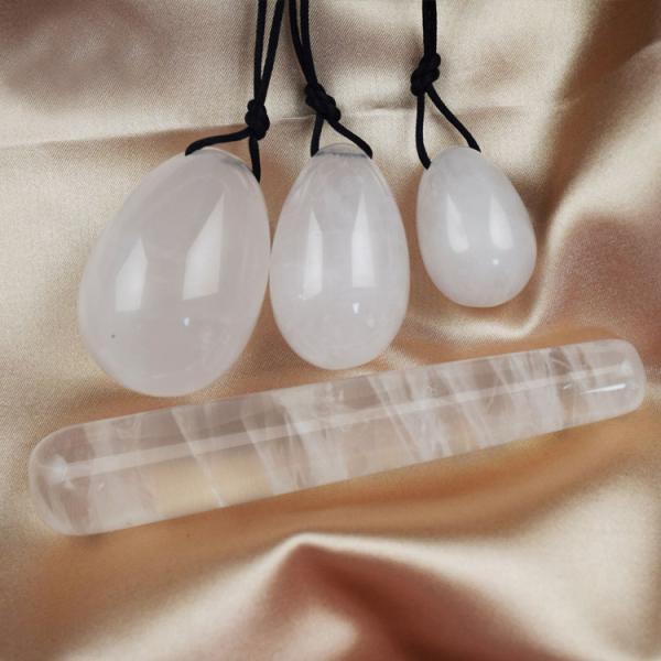Natural Quartz Crystal Nephrite Jade Yoni Egg Set for Women Class I Vaginal Massage 4Pcs
