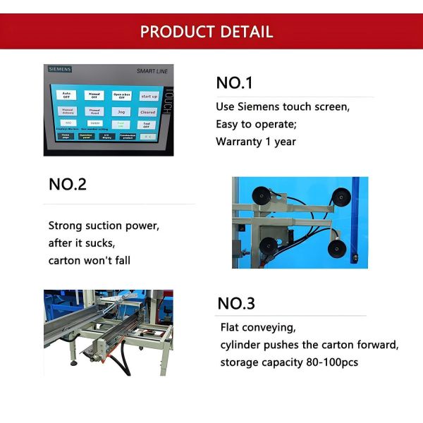 Hipac Automatic Electric Carton Erector Machine with 8-12carton/min Speed for Paper Case Opening and Forming