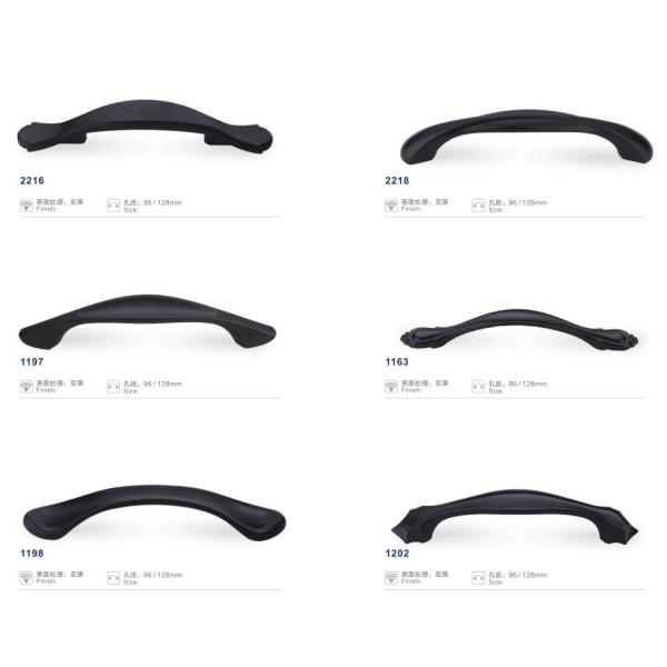 American Style Handle for cabinet/furniture drawers Matte Black Zinc alloy 96/128mm
