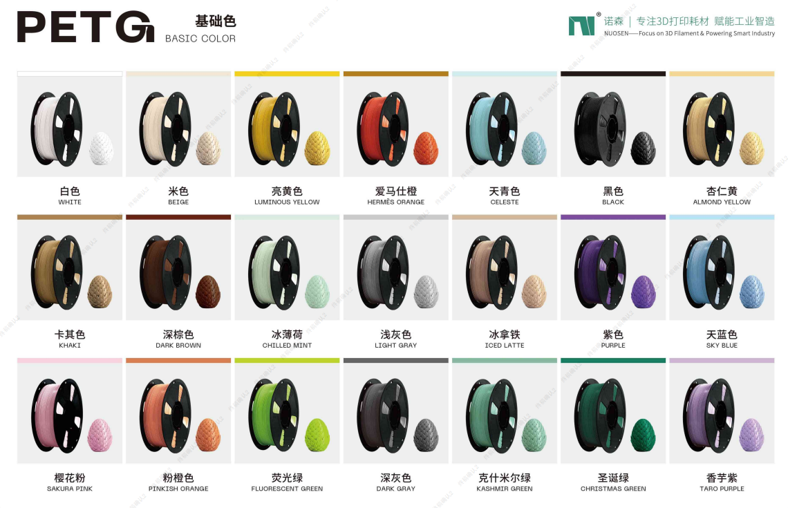 High-quality PETG 3D printing filament, 1kg spool, high precision, odorless, non-warping.