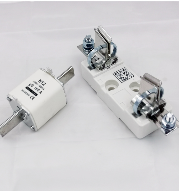 Good Quality Hrc Ceramic NH2 or NT2 Type Blade Fuse Base with 500V 120KA gG 400A NT2 NH2 Hrc Fuse Link