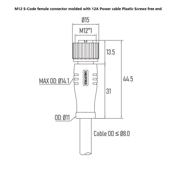 Pin кода M12 3 s привязывает AWG 16 незаслоненный для кодировщиков приводов датчиков