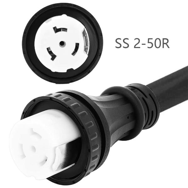Cordon d'extension du générateur de 50 ampères de charge lourde 14-50P à SS2-50R pour le transfert de véhicule de stationnement Commutateur de secours à domicile résistant aux intempéries avec poignée