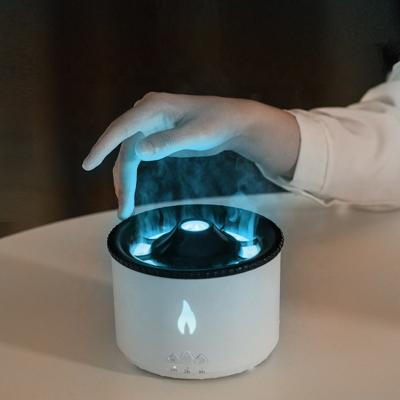 Difusor de aroma de óleo essencial elétrico com controle remoto ultrassônico Difusor de aroma inteligente Vulcão 360ML Humidificador de chama