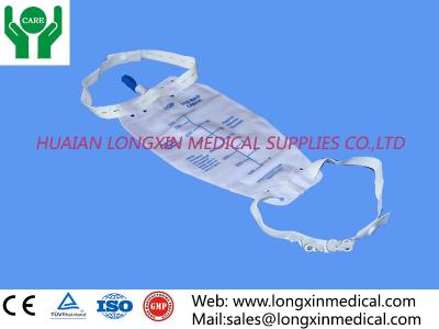 Disposable Pear Type 750ml 3-chambers Urine Leg bag with Non-woven surface,Cross valve wit