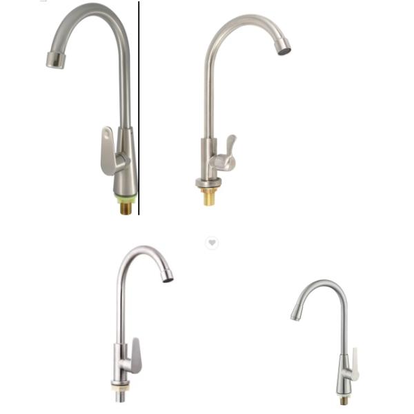 Induction Tap Silver Zinc Alloy Kitchen Sink Faucets With Earthenware Spool Material