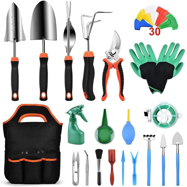 Silicone Two Color Handle Hand Garden Tool Set Luxury With Pouch