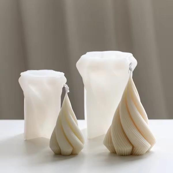 Unique Estética Ribbed Swivel Home Decor Espiral Ceia Cera Candela de Silício Moldes