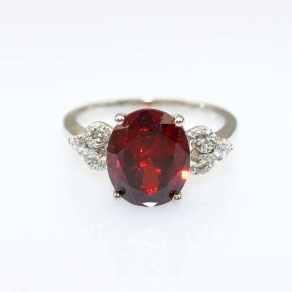 Rose Gold Plated 925 Silver Ring with 8mmx10mm Oval Pink Cubic Zircon(R245)