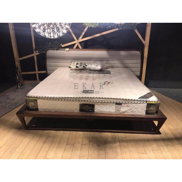 Designer Furniture Modern Leather Oak Wood Bed