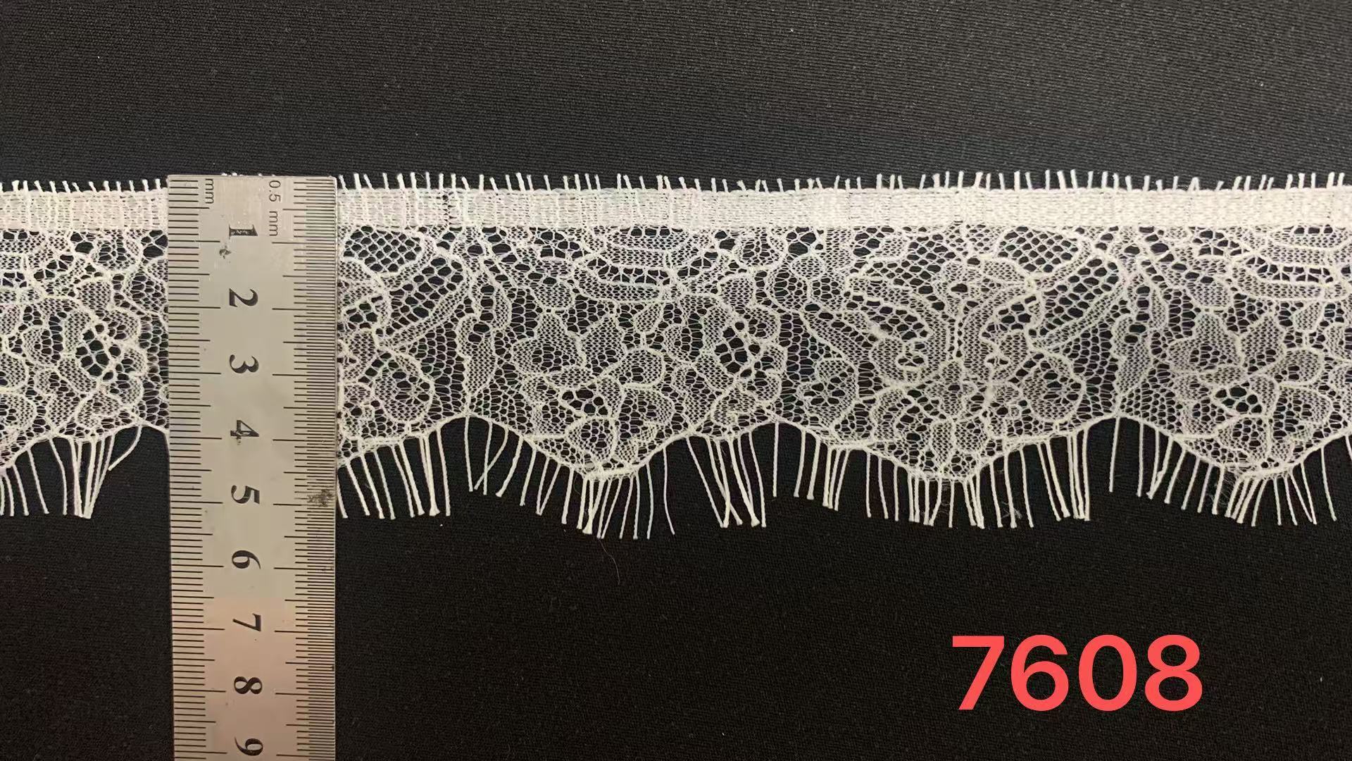 Eyelash Lace Trim 5.2cm Width 100% Nylon with Dense Floral Hollow Design for Lingerie and Wedding Dresses
