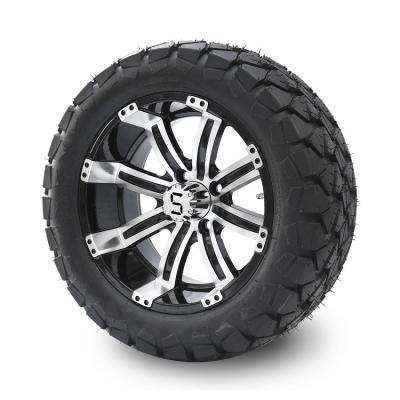 Carrinho de golfe 14 roda de alumínio e 22x10-14 todo o terreno preto feito à máquina/lustroso de DOT Tire Combo -