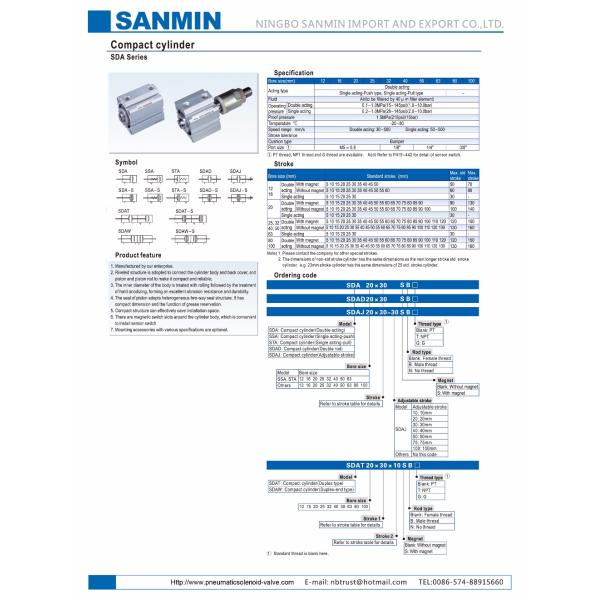 Части НБСАНМИНСЭ СДА компактного пневматического цилиндра двойника АйрТАК цилиндра воздуха первоначального действующего пневматические