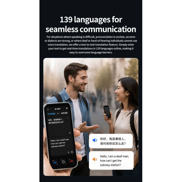 F10 Supports 139 Online 21 Offline Languages  Translation Al Voice Translator Device With 1800mah Battery