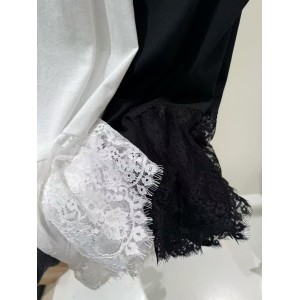 Spring and summer hot item 65% cotton 35% spandex luxurious Tencel nightgown - eyelash lace decorative hem - environmentally friendly ultra soft casual wear