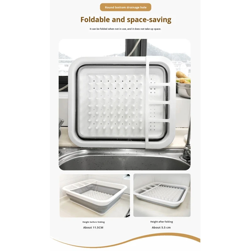 Collapsible Vegetable Washing Draining Basket Bowl Plate Plastic Storage Box Foldable Dish Draining Rack for Kitchen