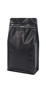 Golden High Barrier Aluminumed Foil Flat Bottom Standing Coffee Beans Storage Bags, Reusable Sealable Side Zipper