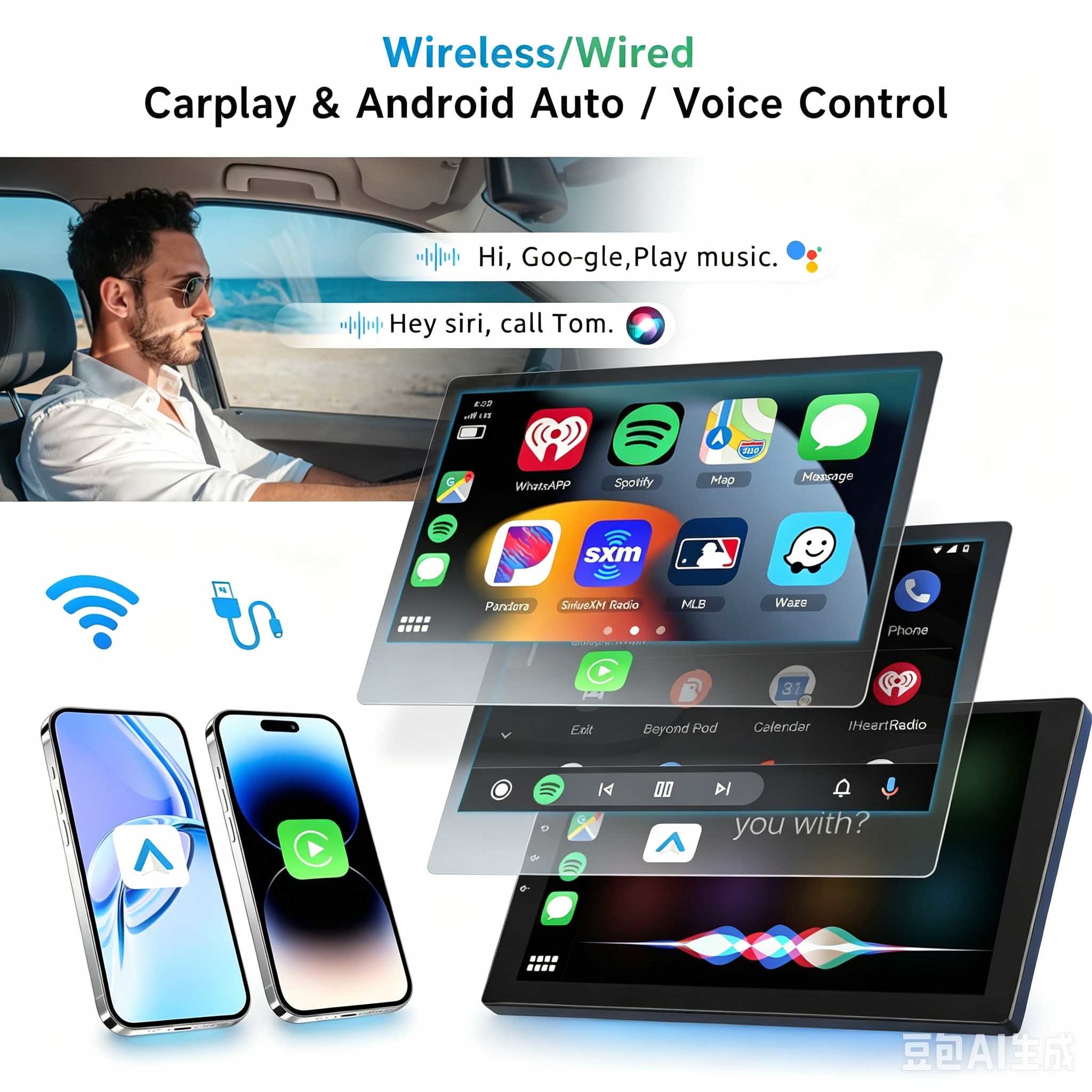 ODM Smart Wireless AI Box Android Adapter Portable 3 In 1 Android 16 For Car