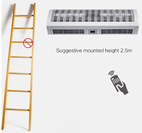 Single Phase 1500m3/h Heated Air Curtain For Office Public Places