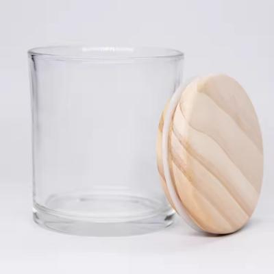 High Quality Candle Round Transparent Frosted Clear Glass Jar With Metal Lid