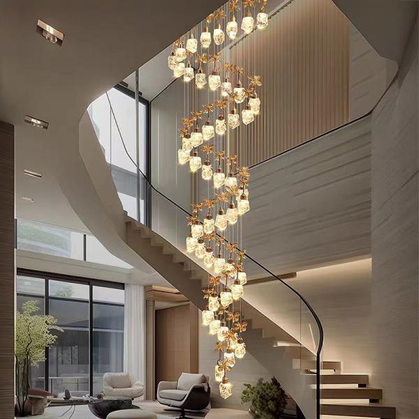 Snow Mountain Flower Shape Stair Lights For Loft Ceiling Staircase Branch Chandelier Lighting LED Pendant Lights Chandeliers