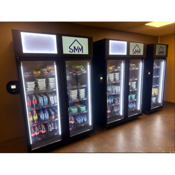 Para o mercado europeu máquina automática de frigorífico inteligente para vender snacks com leitor de cartões