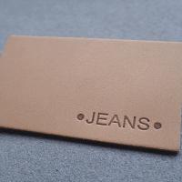Hot Stamping Straight Cut Embossed Leather Patches For Jeans