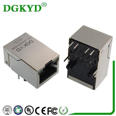 Shielded 10 / 100 Mb RJ45 Magnetics Connector Module Tab Up THT