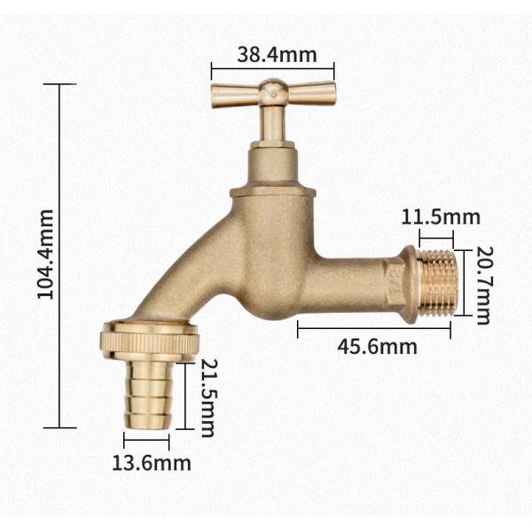 Water Supply Brass Color 1/2 Inch Bibcock Mains Stopcock Brass Stop Bib Cock
