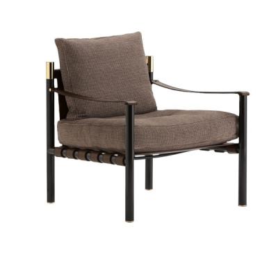 Flou Iko Fiberglass Arm Chair With Tubular Steel Frame / Leather Straps Back