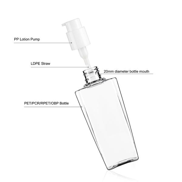 A garrafa luxuosa 100ml da loção ISO9001 reciclou o empacotamento cosmético plástico