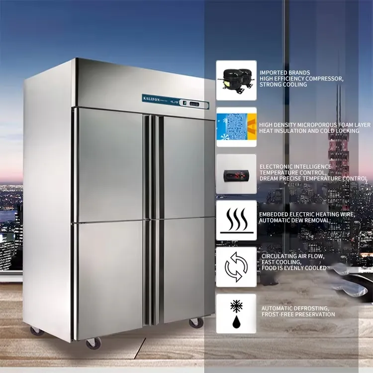 Catering Commercial Upright Refrigerator 4 Door Stainless Upright Freezer