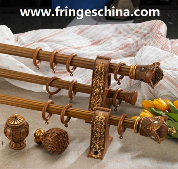 Hot selling delicate aluminum curtain rod pipe resin finials for home decoration