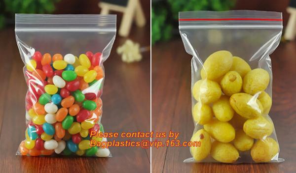 Food Vegetable Storage Bag Airtight Zip Lock Bags, Clear Zip Lock Bags Zipper Poly Bags with Rectangle Unilateral 0.03 m