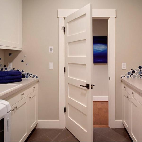 Commercial OAK Solid Wood Composite Doors , Single Swing Shower Door